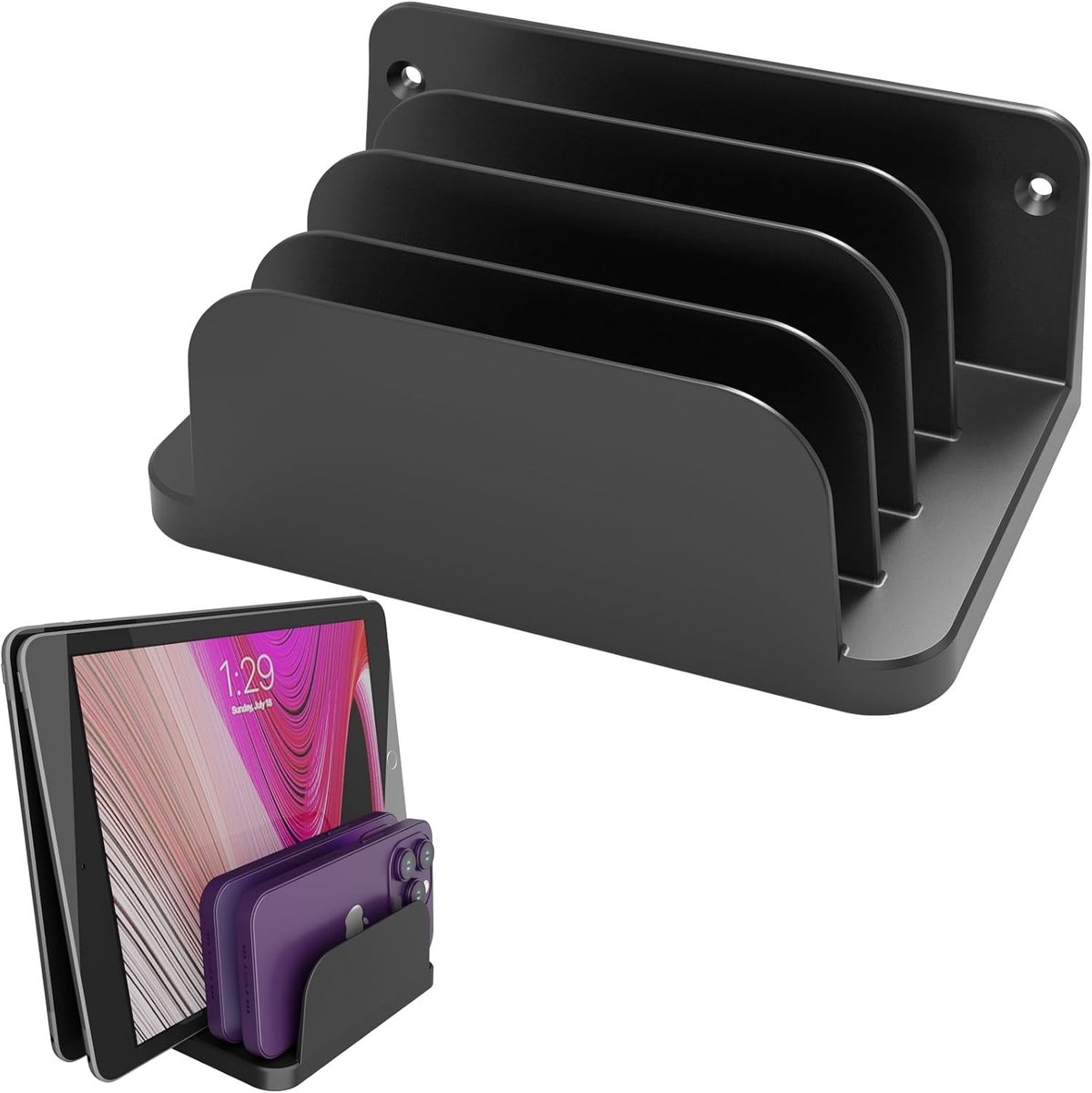 Universele Wandbeugel voor 4 Apparaten - Tablet, Laptop, Mobiele Telefoon en E-Reader Houder met Antislip Cover, Geschikt voor iPad, Samsung, Huawei en Meer