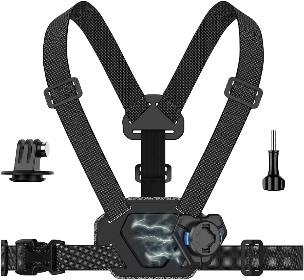 magnetische borstmontage harnas riem body mount borst compatibel met Go Pro Hero 13/12/11/10/9/8/7/6/5 Zwart, DJI Osmo Action 5 Pro/4/3/2, AKASO en meer