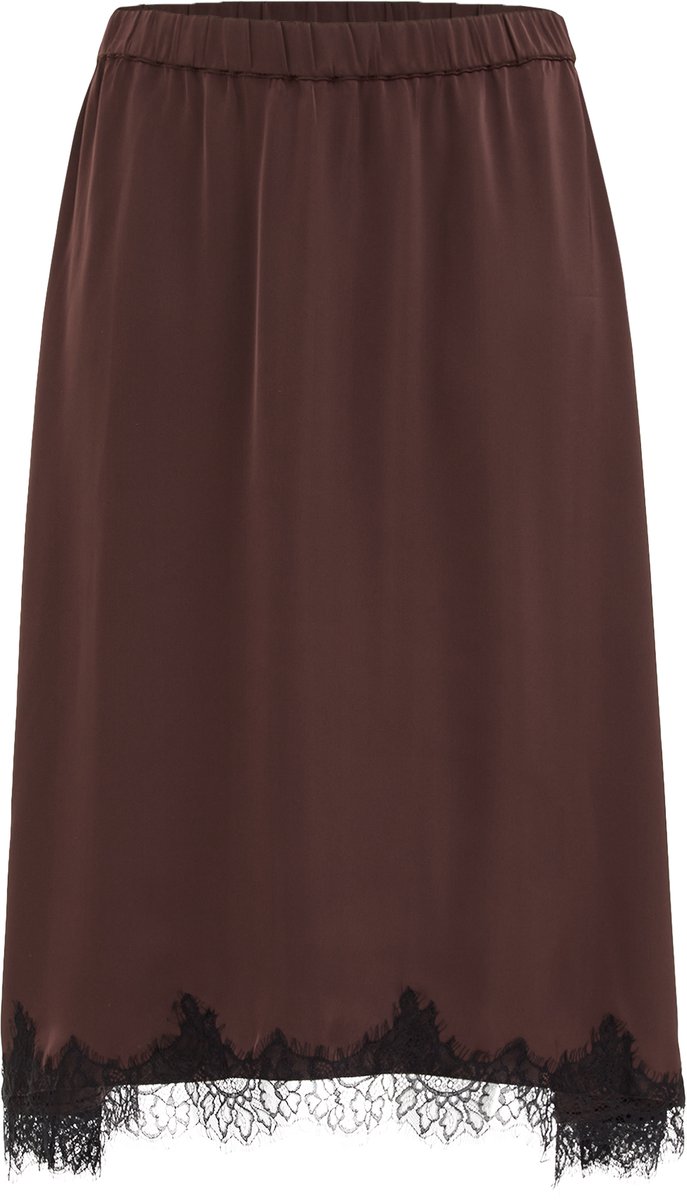 WE Fashion Dames midi rok met satijnen look en kant - Curve