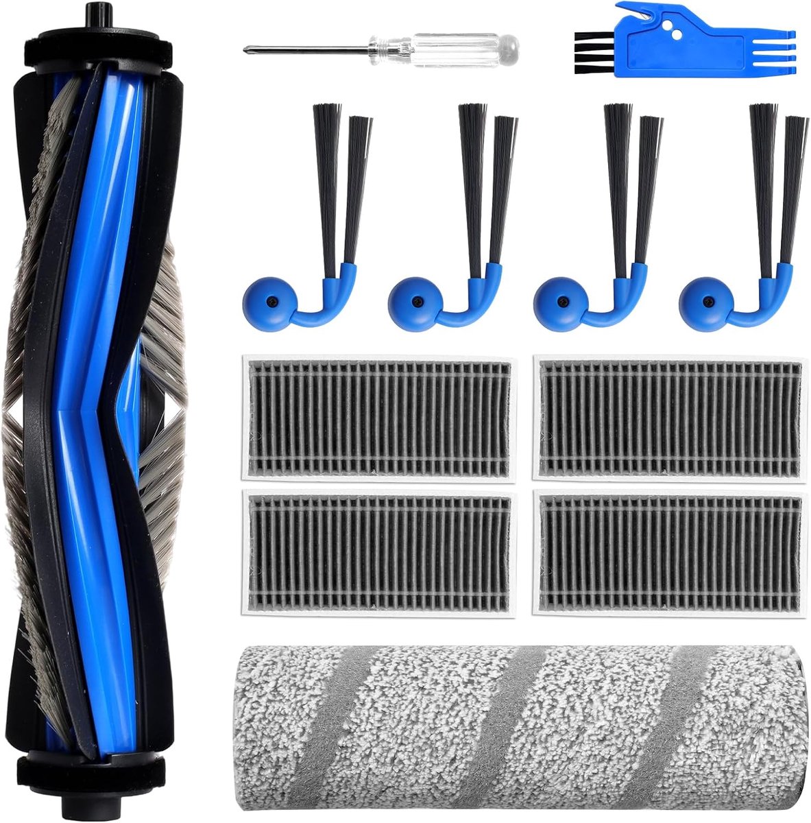 Accessoireset voor Ecovacs Deebot X11/X11 Pro Omni stofzuiger, reserveonderdelen, 1 hoofdborstel, 1 rol doekjes, 4 zijborstels, 4 HEPA-filters, 1 reinigingsgereedschap, 1 schroevendraaier