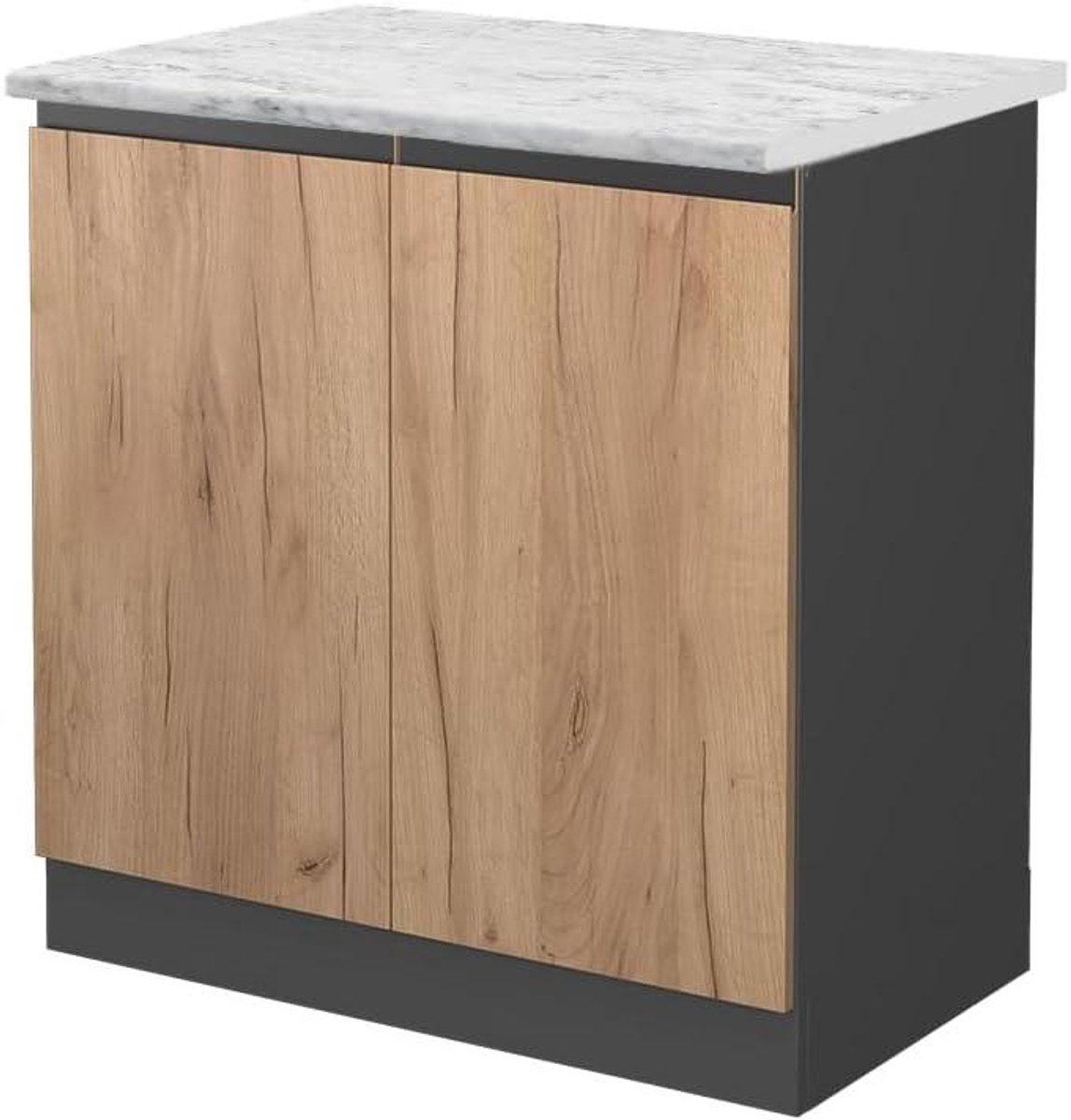 Keukenkast Onderbouw - Spoelkast Keuken - Keuken Organiseren - Greeploos Design - 80 cm breed - Eiken Goudkraft