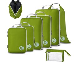 SnelShoppen - Cipway Compressie Pakketkubussen, Ultralichte Reisbagage Organizer Sets, Uitbreidbare Reisbenodigdheden voor Handbagage Koffer (Groen, 8