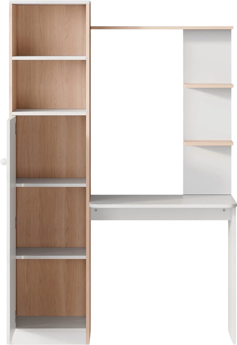 Slaapkamerset Bureau Wit – Witte Werkbank met Opbergfunctie, Onderkast & Open Planken - 123,5 x 168,5cm