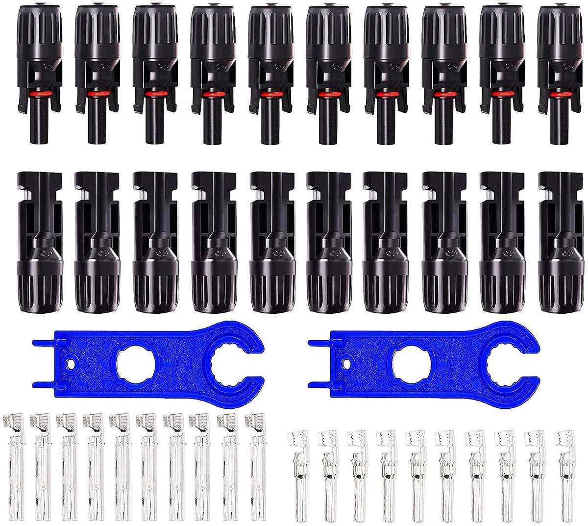 HUAZIZ Solar Panel Plugs, 10 Pieces, Male/Female, Solar Panel Cable Plug, Photovoltaic Connector - ShopVlot