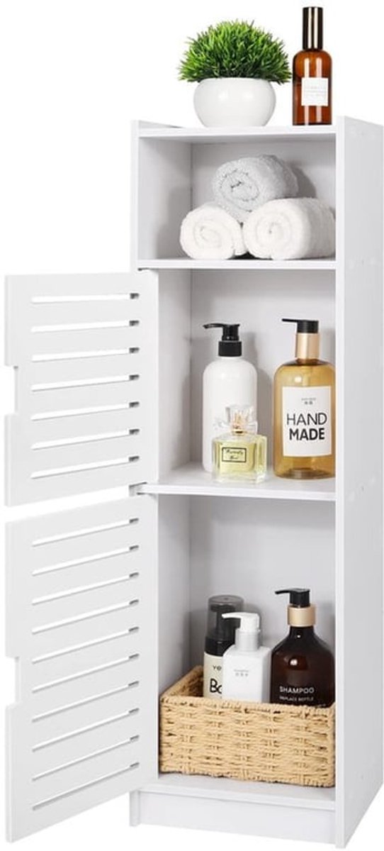Badkamerkast Waterdicht - Opbergkast met Open Plank - Vrijstaande Vloerkast - Hoekorganisatorkast - Grote Opbergcapaciteit 74x20x24 cm