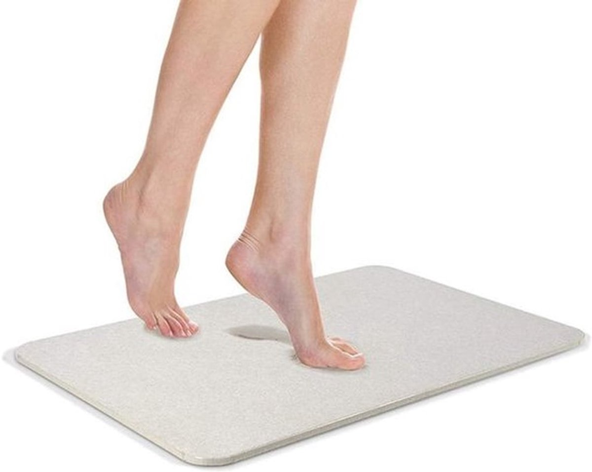 Super absorberende diatomiet badmat, antislip en snel drogend voor badkamer en douche, ideaal voor onder de wastafel (Wit)