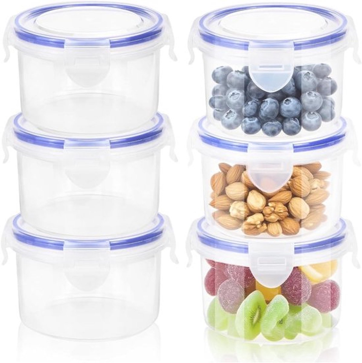 Set van 6 ronde 300 ml vriescontainers met deksel, lekvrije en herbruikbare voedselopslagoplossingen