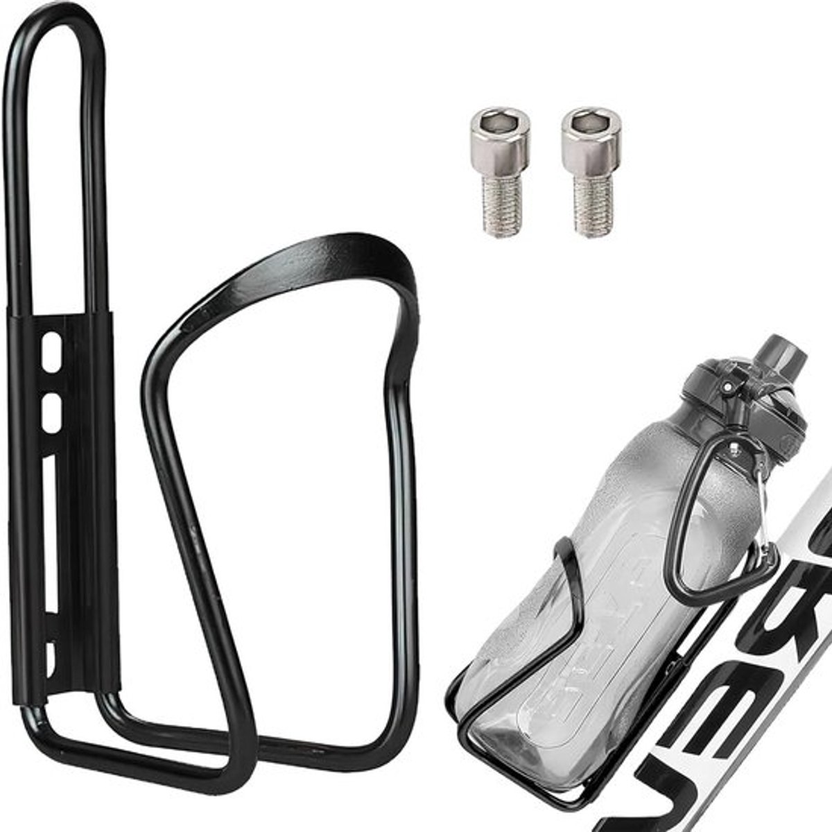 Fiets Drinkfles Houder, Aluminium Fleshouder voor Fietsen, Versterkte Fleshouder voor MTB en Racefietsen, Zwart