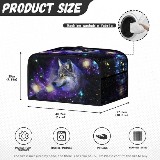 Slowcooker Overtrek - Apparaat Hoes - Keuken Organisatie - Met Opbergvakken - 43x27x25 cm - Galaxy Wolf — afbeelding 3