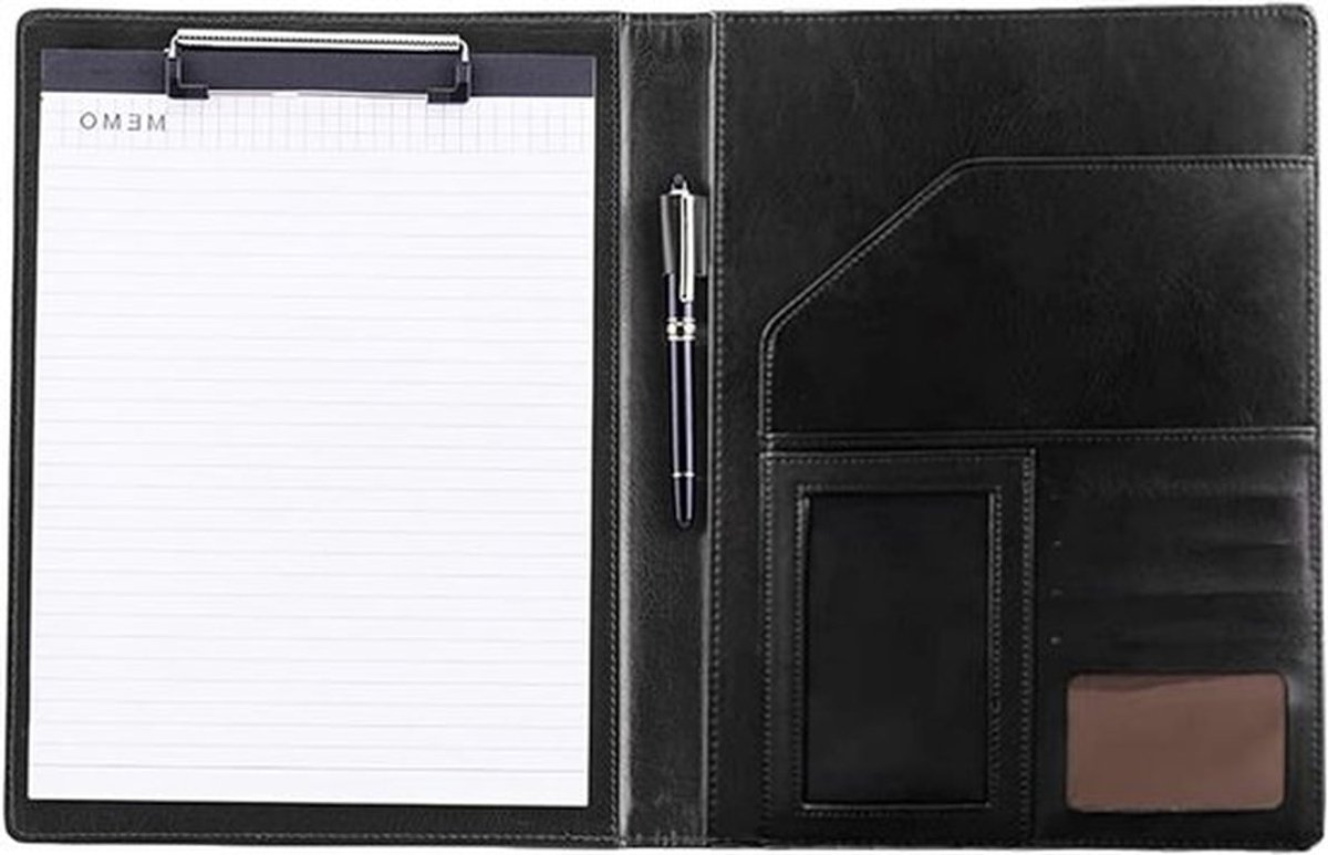 Documentenmap van PU-leer, A4 Clipboard, Business Portfolio met Rits, Document Organizer en Persoonlijke Agenda voor Kantoor, School en Vergaderingen