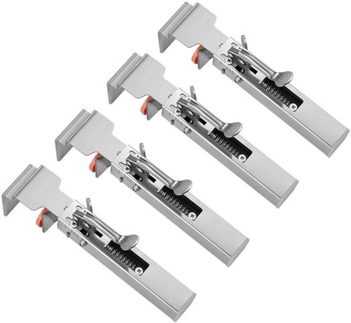 Ladebevestigingsklem Verstelbaar - Roestvrij Stalen Klem - Kastinstallatie Gereedschap - 4 Stuks - Eenvoudige Installatie - Instelbare Breedte - Ladeklem