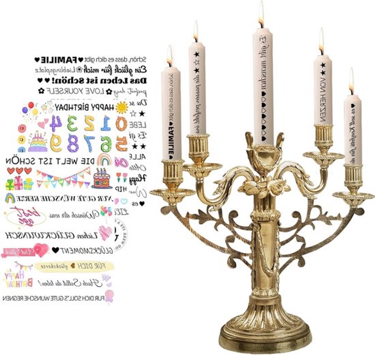 Kerstkaarsen Tattoo Stickers - 9 Bladen Water Slide Film voor DIY Kaarsen, Tattoo Olie en Decoratie