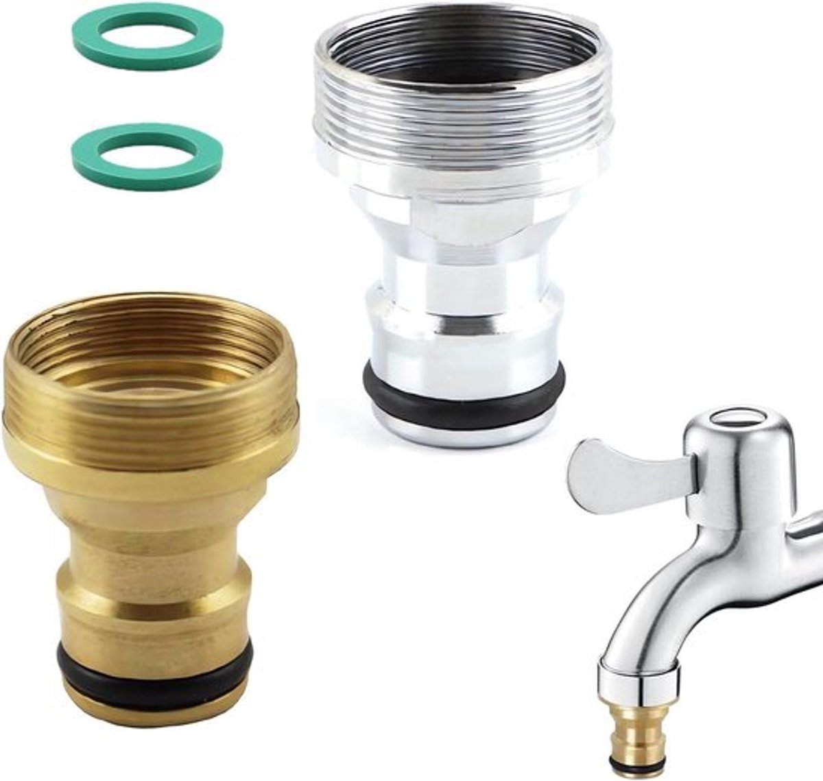 Universele Kraanadapter Set voor Keuken en Tuin, Snelle Aansluiting voor Slangen en Buitengebruik