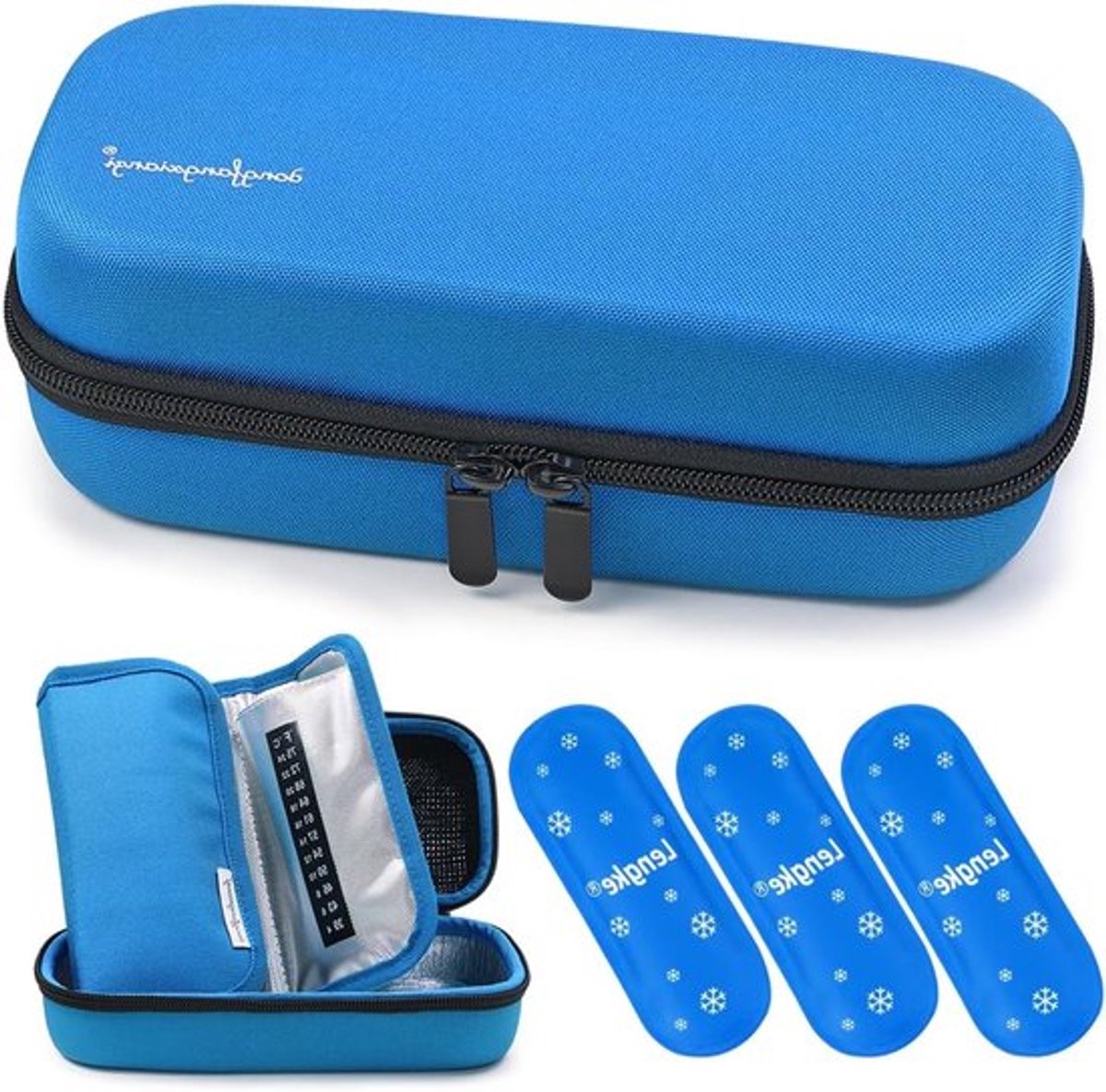 Insuline koeltas met 2 koelpockets, ideale insuline koeler voor onderweg en reizen