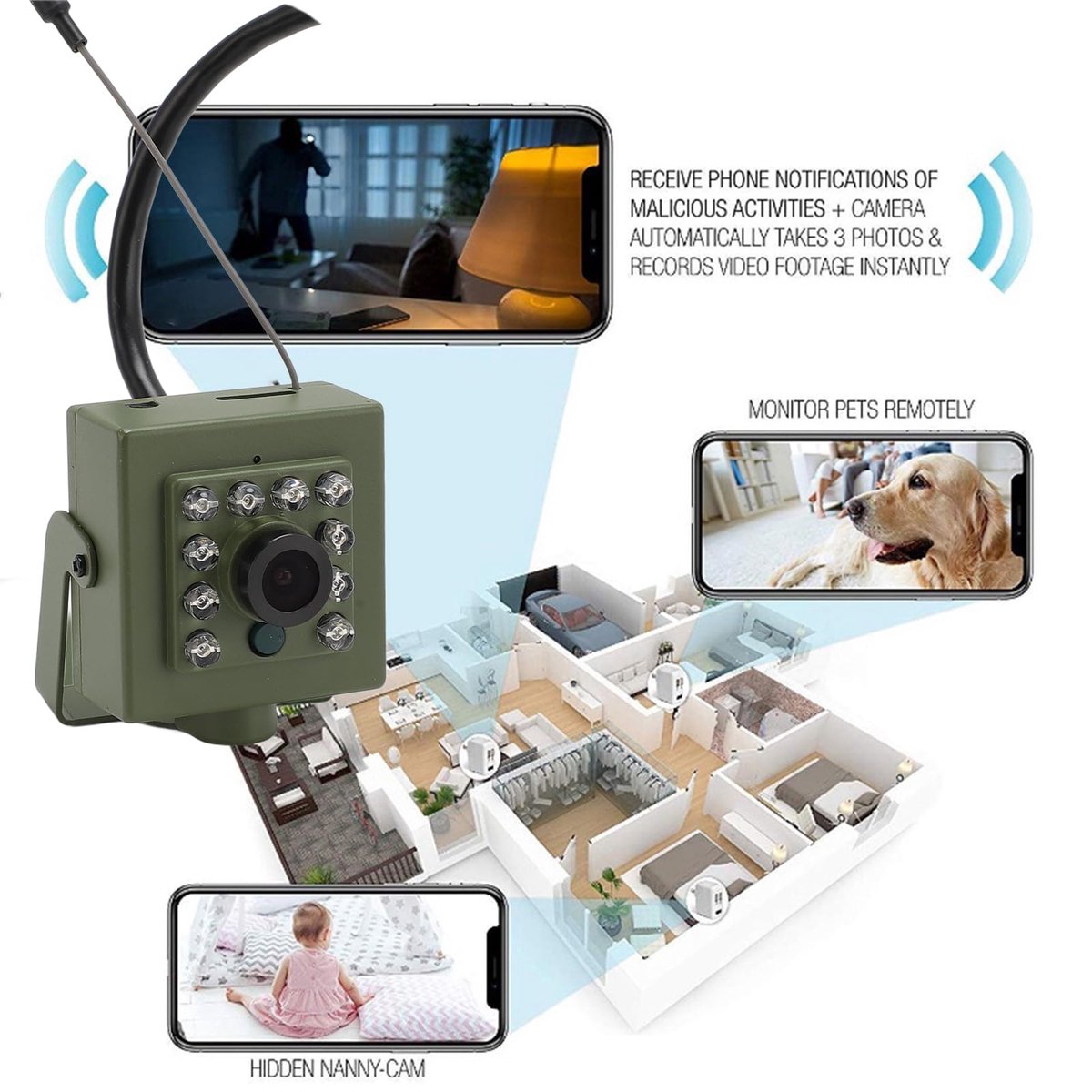 SnelShoppen - Vogelcamera WiFi, Infrarood Nachtzicht, Groothoek Beveiligingscamera voor Vogelhuisjes, Eenvoudige Installatie, Perfect voor Tuin en Vog