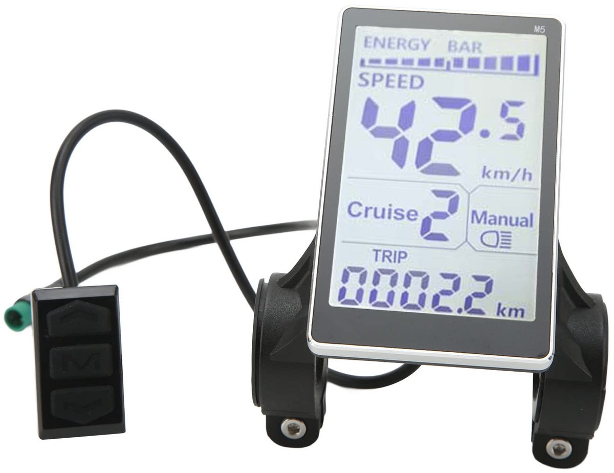 SnelShoppen - Elektrische Fiets LCD Display Meter 5 Pin 24V 36V 48V 60V Waterdichte Universele E Scooter Fietscomputer met Kilometerteller voor 31.8 2