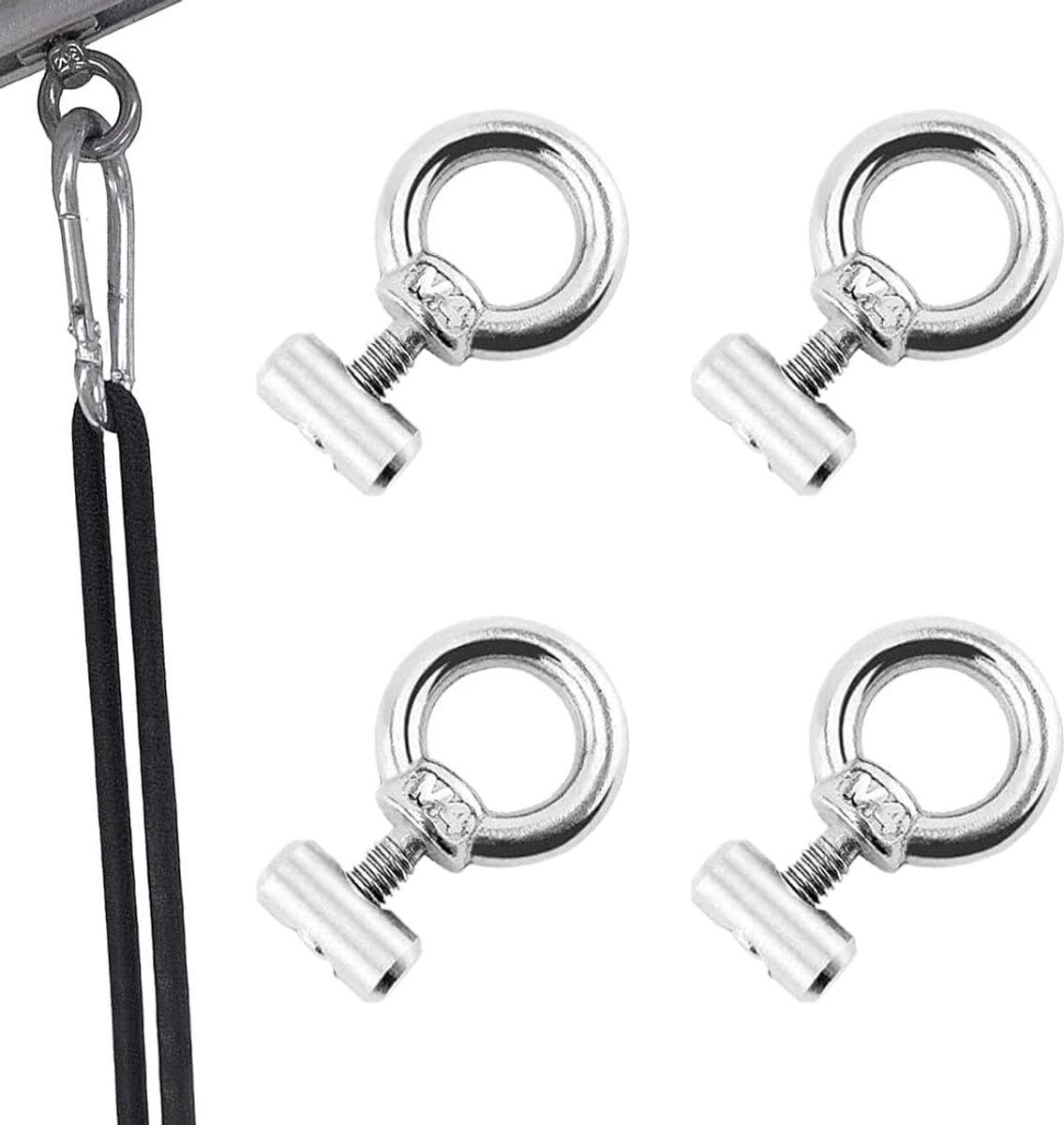 SnelShoppen - 4 Stuks M4 Bolt Eye RVS Haak voor Luifel, Tent, Caravan, Motorhome, Camping, Duurzaam en Roestvrij Staal, Ideaal voor Buitengebruik