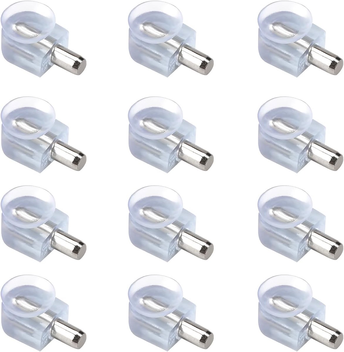 SnelShoppen - Set van 12 Reggipiani Suction Cup Plankhouders met Zuignappen van Metaal en Transparant Plastic, Professionele Kwaliteit voor Vitrines e