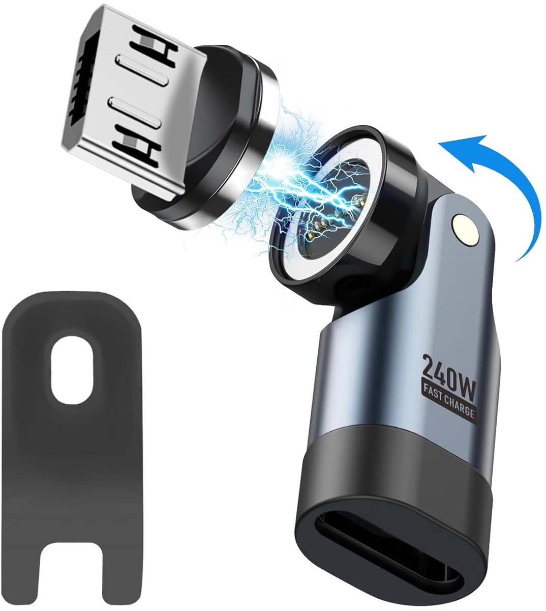 SnelShoppen - AXFEE Magnetische Type C 9 Pin 240W Adapter - USB C naar Micro - Magnetische Vervangconnector voor USB Oplaadkabel - Sterke Compatibilit