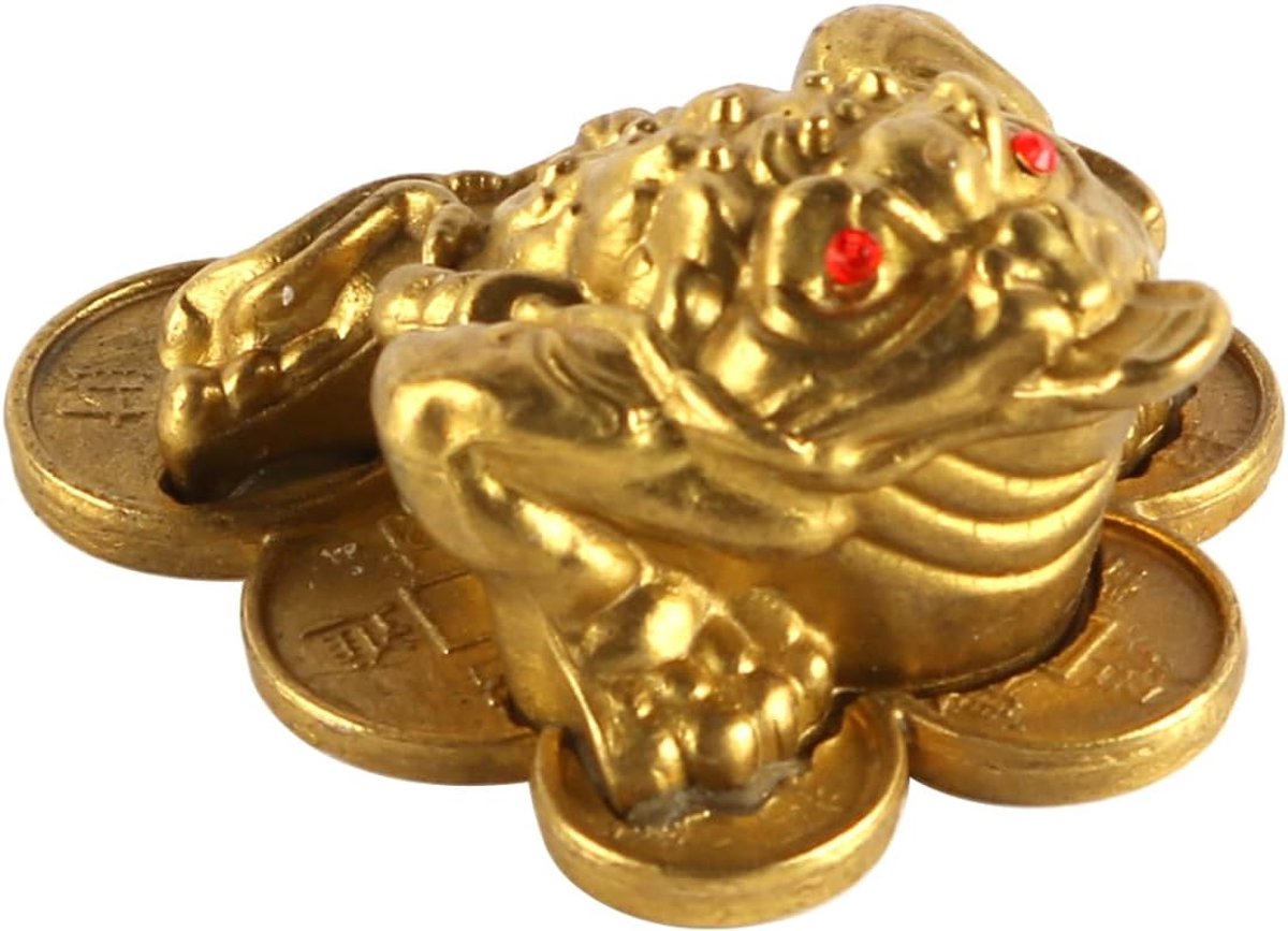 SnelShoppen - Lucky Money Frog Feng Shui Toad Gelukscharms voor Welvaart en Thuisdecoratie Goud Mini Matte Beeldje