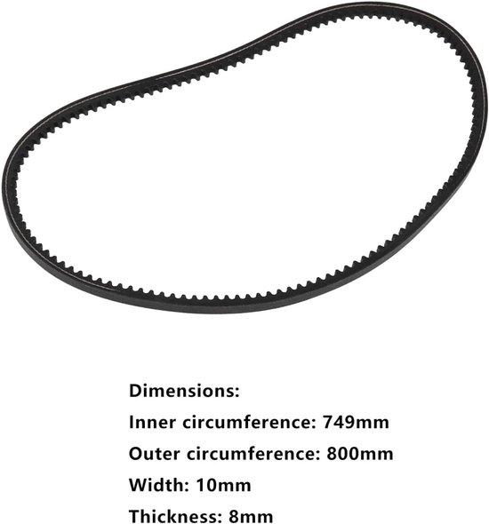 Grasmaaier rubberen aandrijfsnaar 750mm - 10mm breed - 8mm dik - optimale duurzaamheid - ShopVlot — afbeelding 3