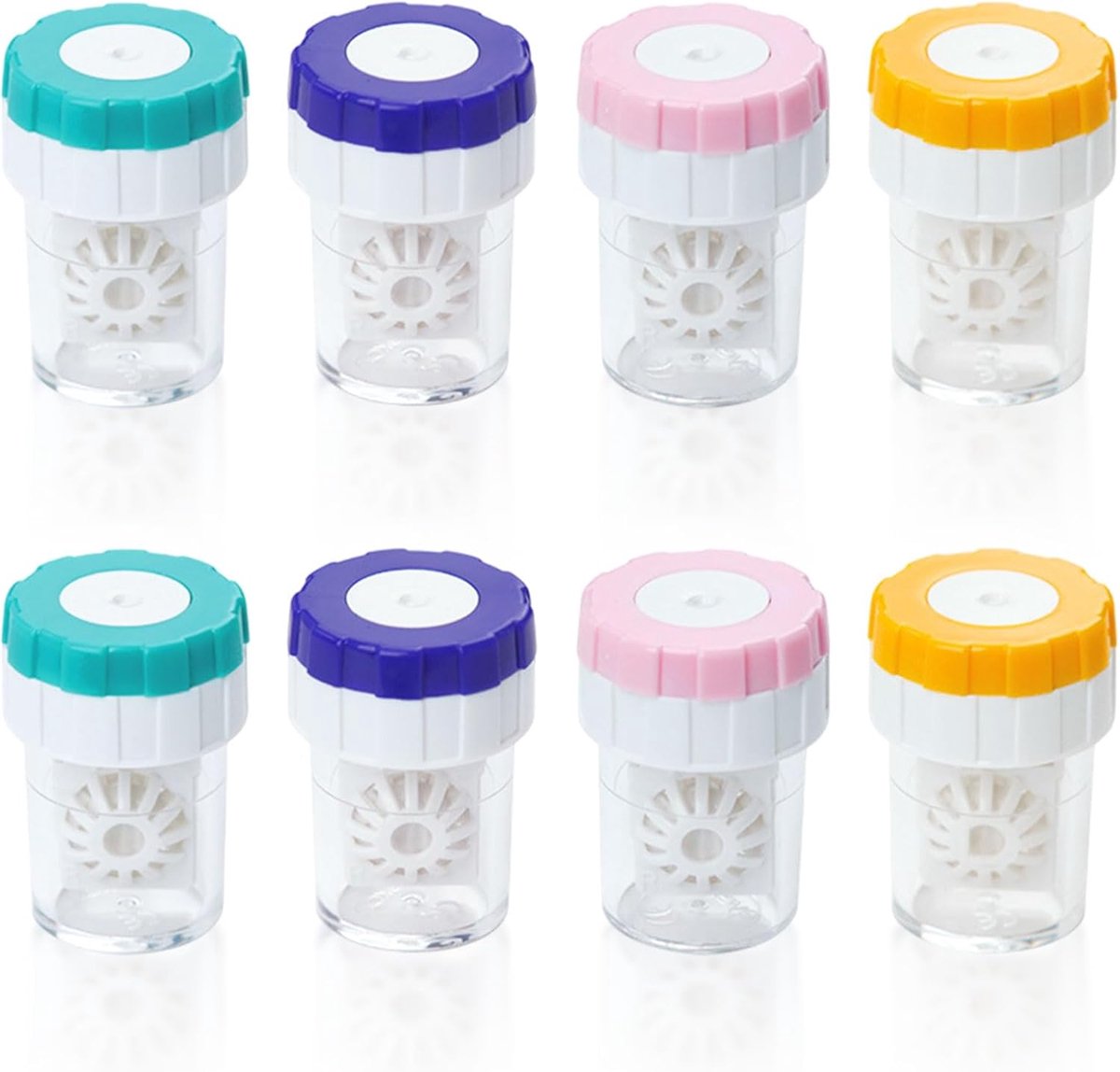 SnelShoppen - 8 Stuks Rotatie Contactlens Reinigingscontainers, Handmatige Contactlens Houder, Draagbare Contactlens Houder voor Dagelijks Gebruik, Mu