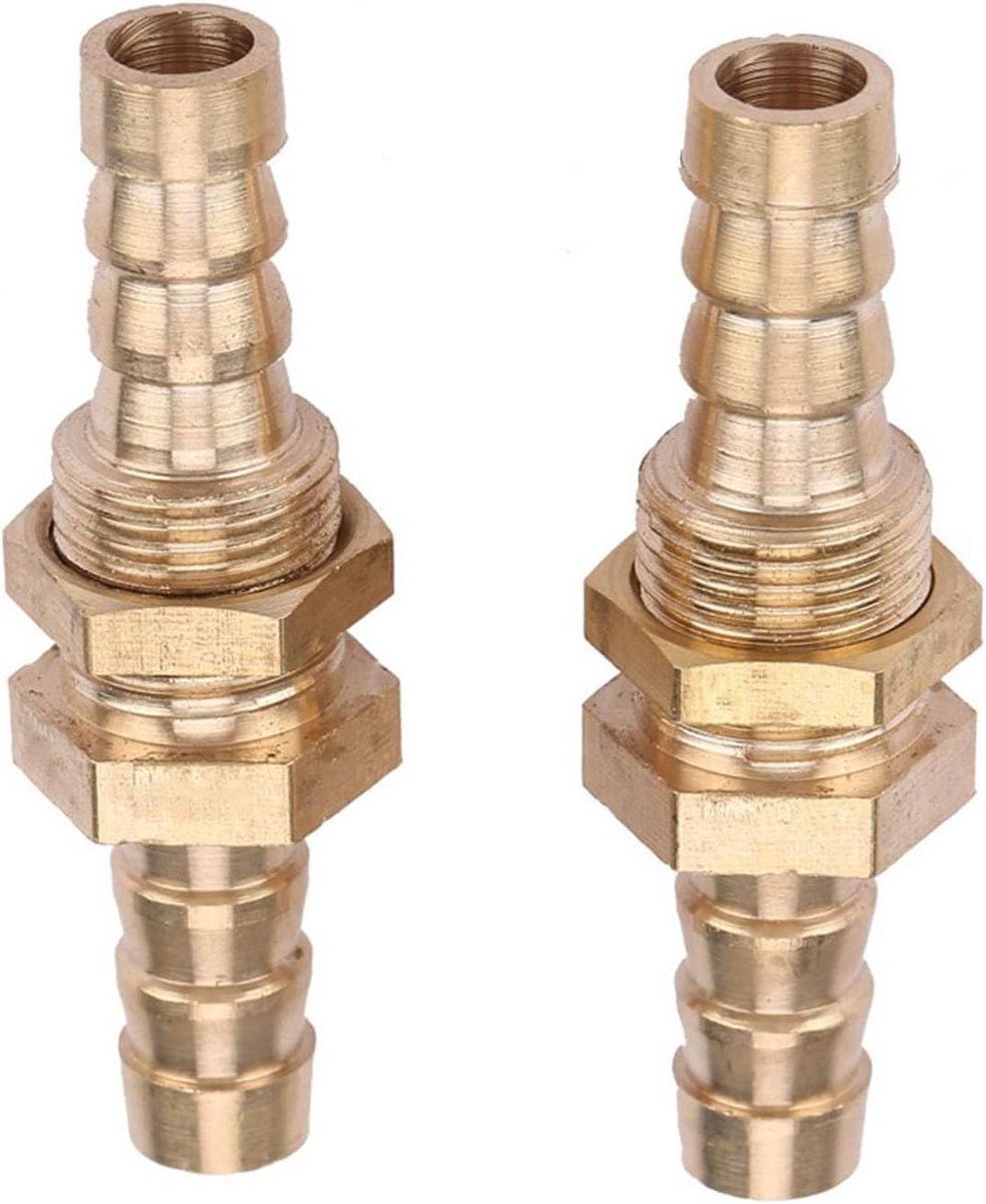 SnelShoppen - 2 Stuks Messing Rechtdoorn Bulkhead Fitting 6mm - Koppeling Tank Connector Slang Fittingen voor Water, Olie en Gas
