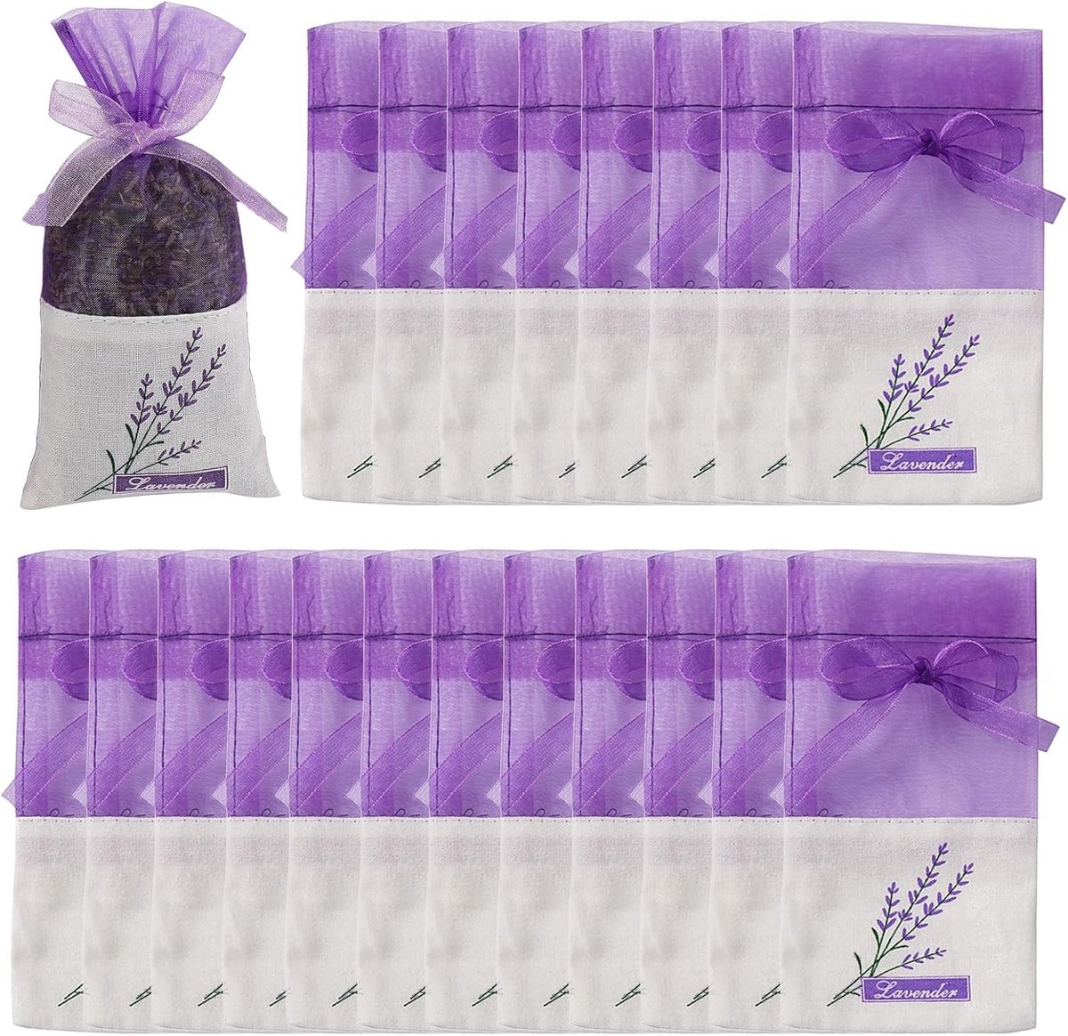 Lavendel Geurzakjes voor Kasten en Lades, 20 Stuks Geurige Potpourri Sachets voor Frisse Aroma en Insectenwering in Huis en Auto