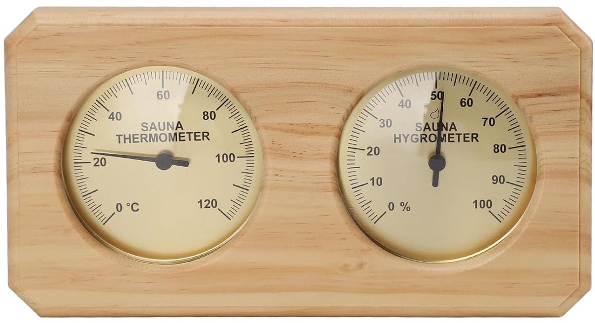SnelShoppen - Houten Sauna Thermometer Hygrometer 2 In 1 - Hoge Nauwkeurigheid Temperatuur-Humidity Monitor voor Sauna, Hotel, Wellness, Thuisgebruik