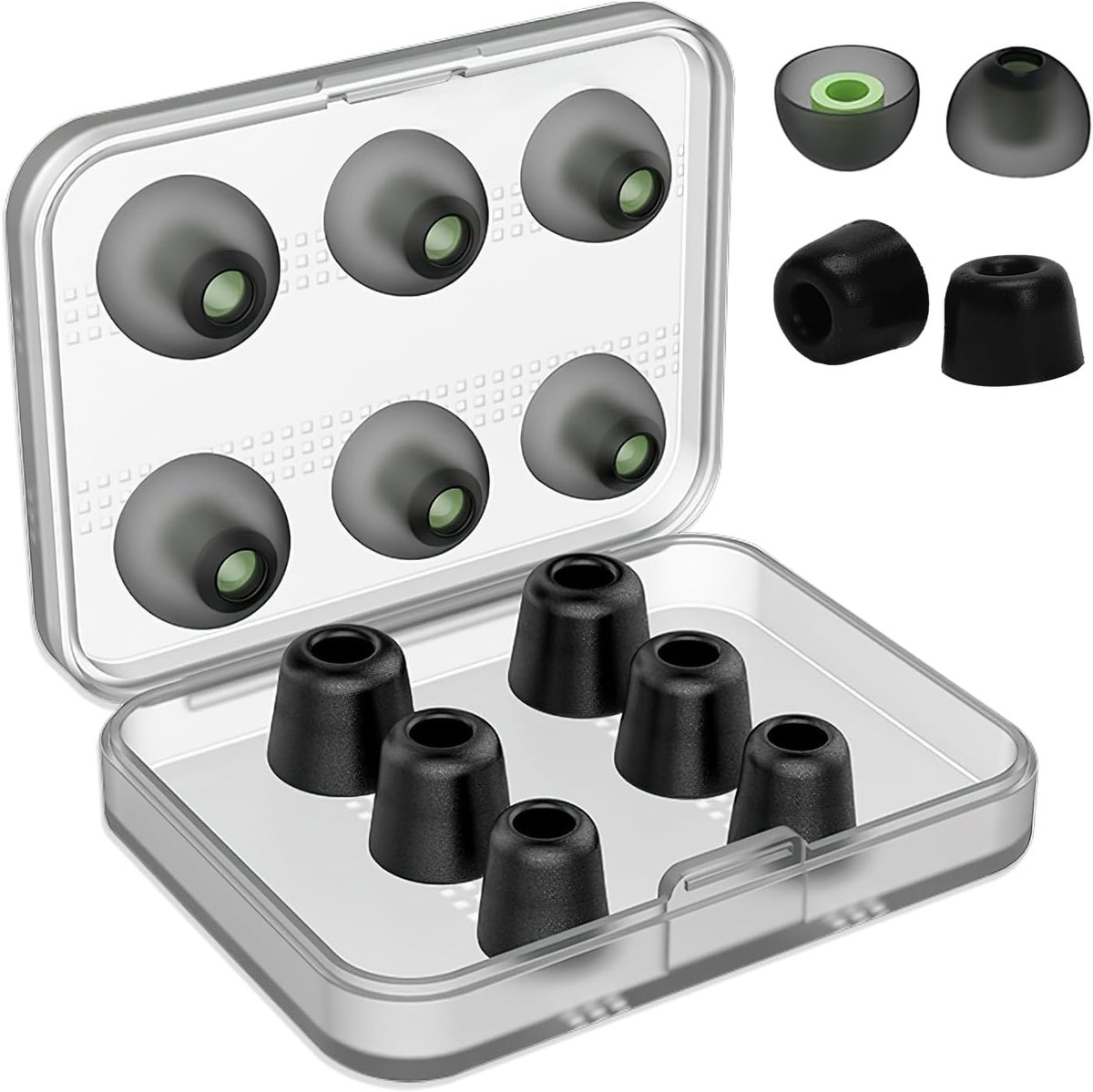 SnelShoppen - Pack van 12 Vervangende Oordopjes voor In-Ear Koptelefoons, Comfortabele Geheugenfoam Siliconen Tips voor Geluidsisolatie en Sport