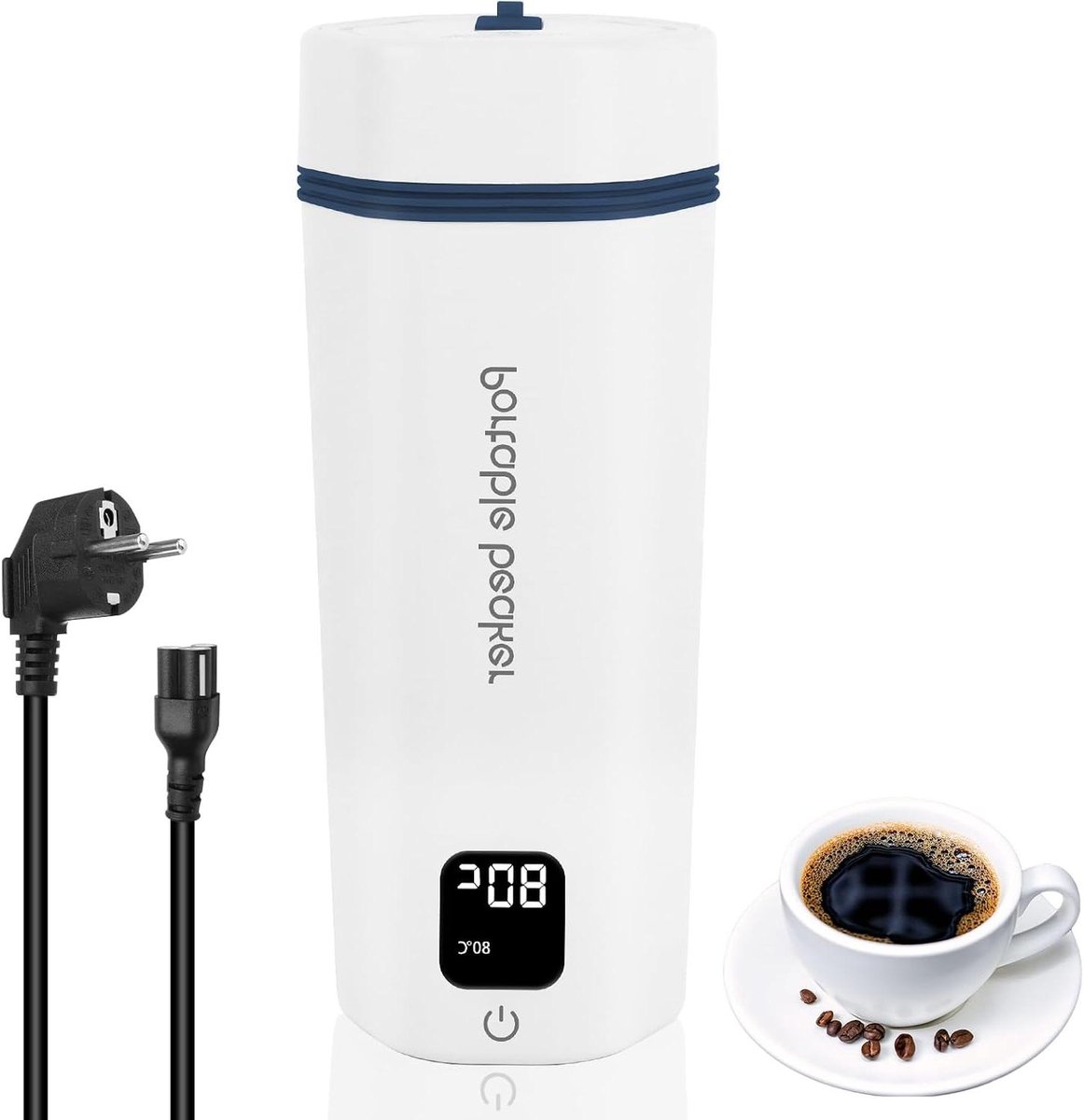 Reiswaterkoker - Mini waterkoker - Warme dranken maken - 6 temperatuurstanden - 450 ml - Wit