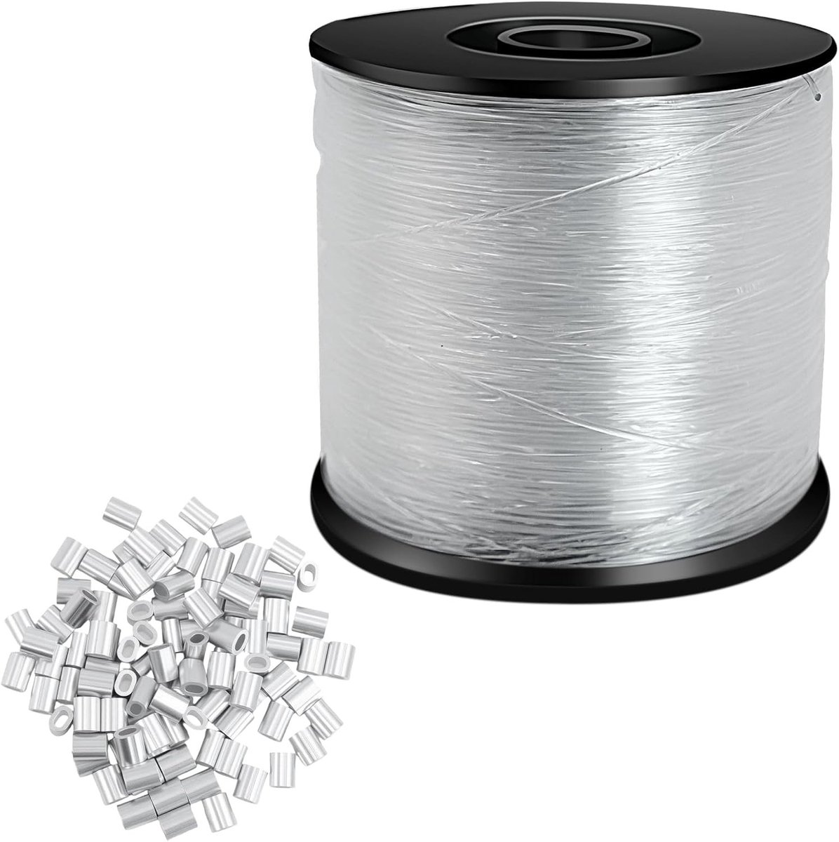 Sterke Heldere Onzichtbare Visserslijn van 200M met 100 Aluminium Crimp Sleeves, 0.8mm Monofilament Vissersdraad voor Creatieve Projecten en Buiten Vissen