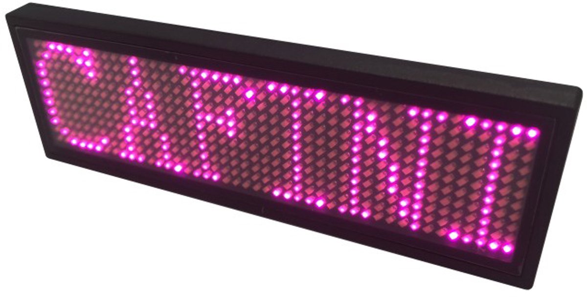 GYW Smart LED badge - Roze - 6mm x 30mm x 93mm - Bluetooth Verbinding - App Besturing - Personaliseerbaar Display