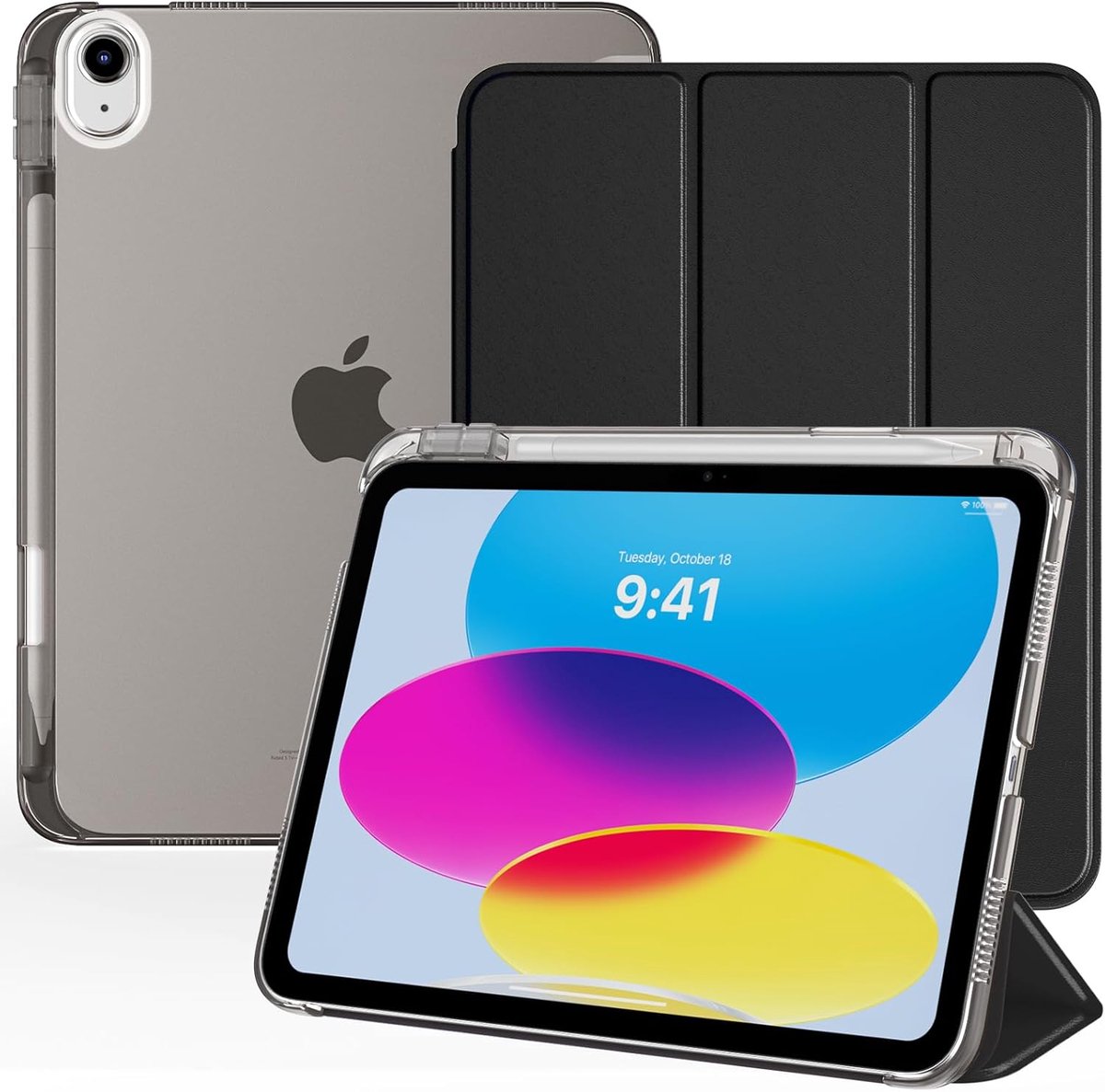 SnelShoppen - Slank TiMOVO Hoesje voor iPad A16 11"/10e Gen 10,9" - Pencilhouder, Automatisch In- en Uitschakelen, Doorshijnende Achterkant, Ondersteu