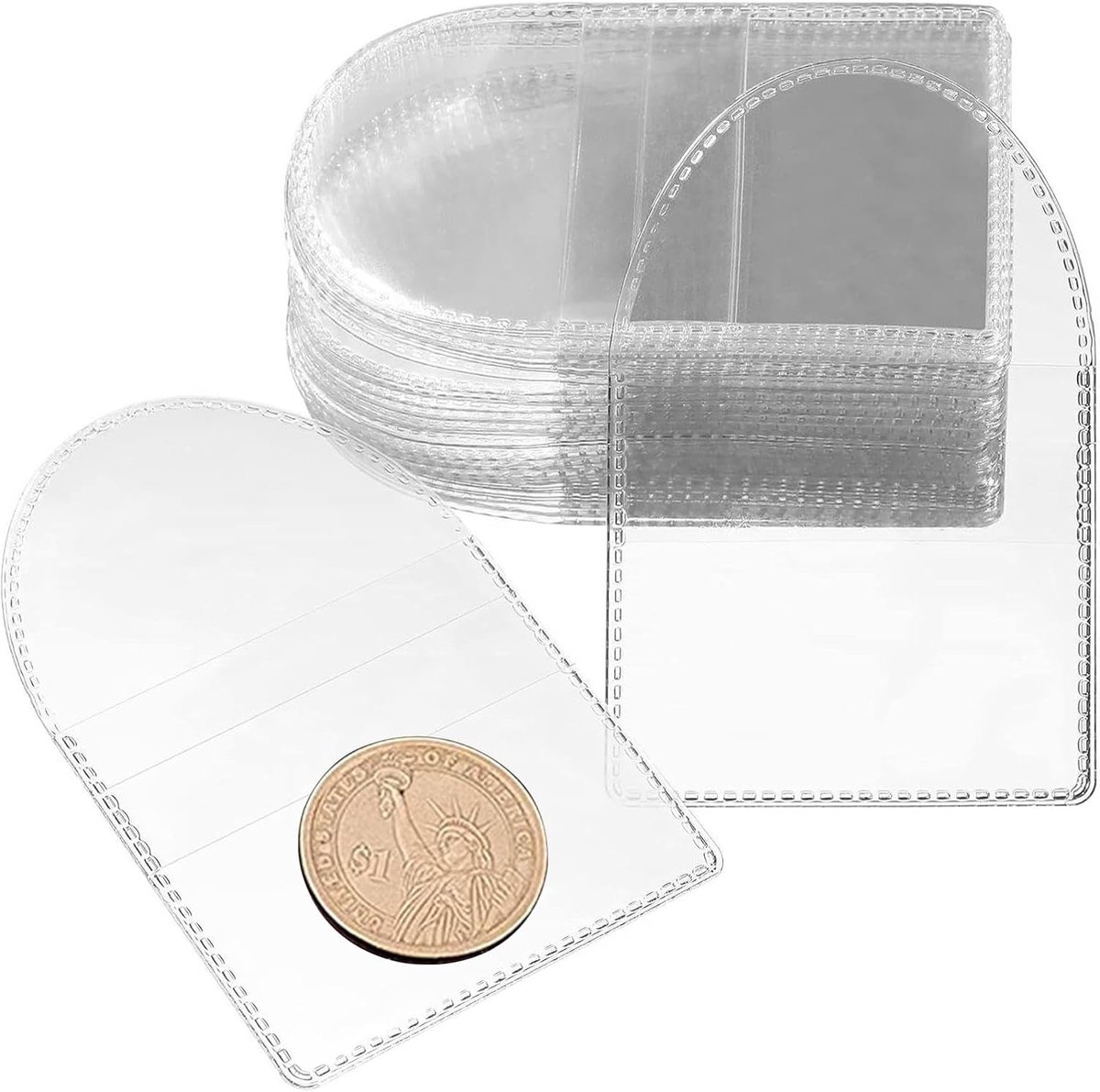 50 Pcs Coin Covers Individually, 5.5 x 5 cm, Coin Covers, Coin Storage, Transparent Coin Covers for Coins, Jewelry - ShopVlot