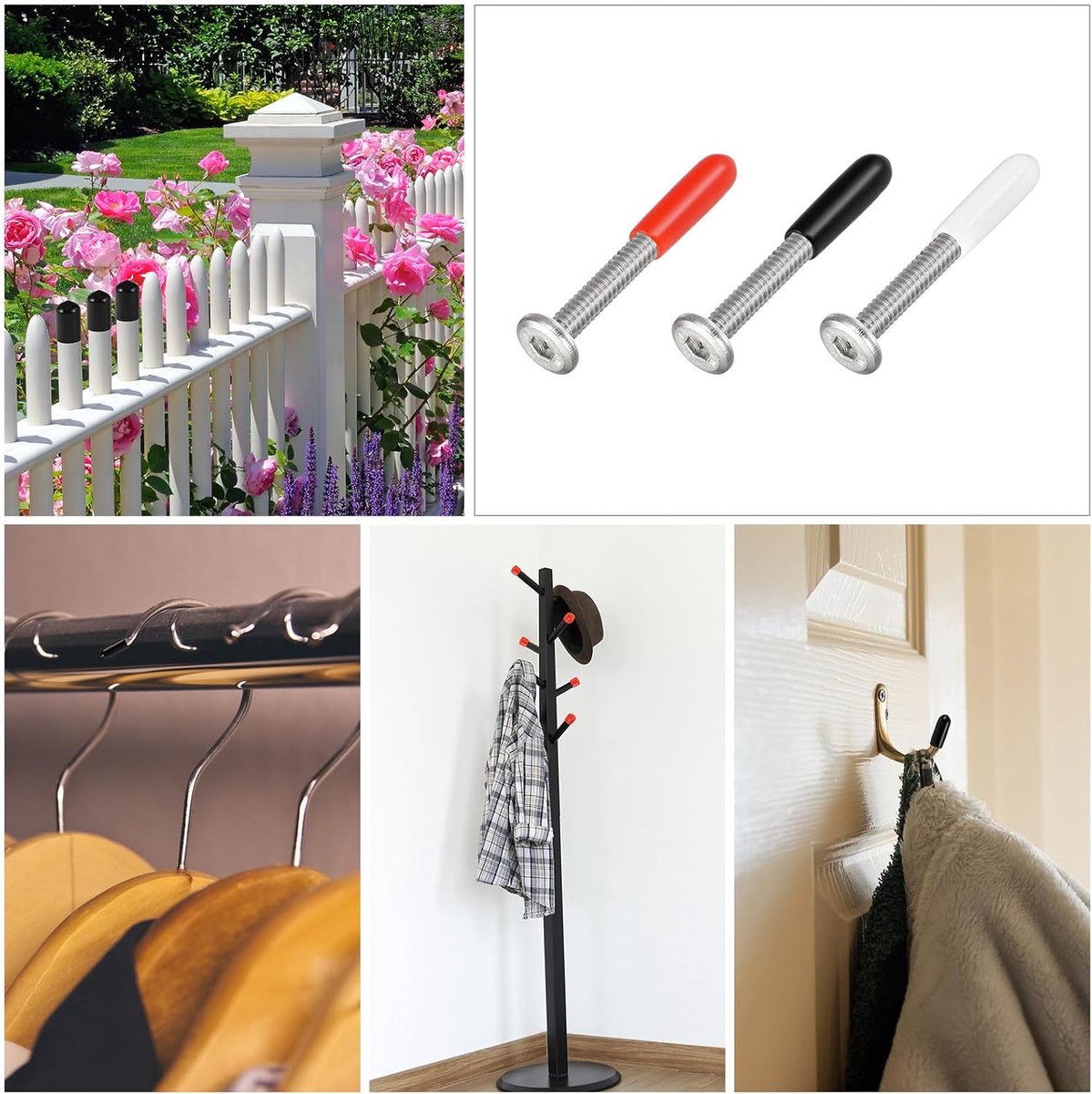 SnelShoppen - 5 Pack Draadbescherming Rubberen Einddoppen voor Schroeven, Bouten, Stangen - 1.5" (37mm) ID - Zwart - Waterdicht, Niet-slip, Buiten Geb