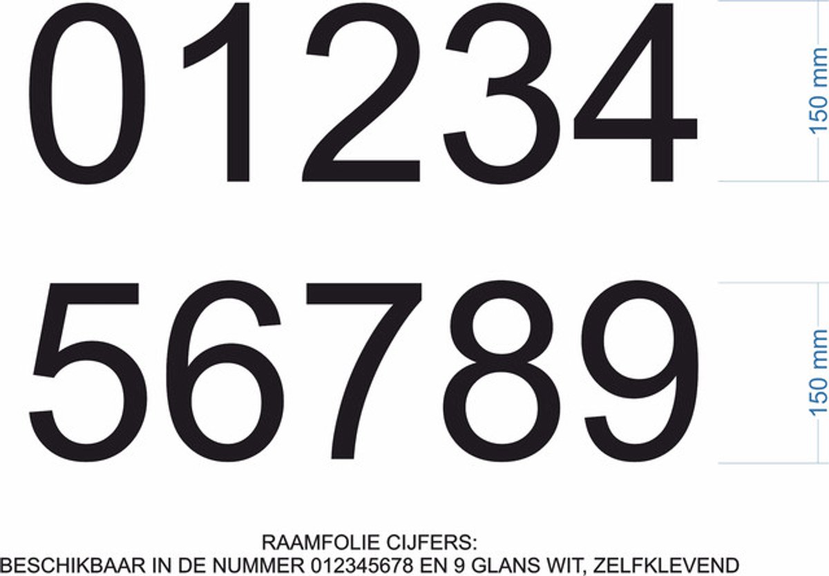 Plakcijfer 8 - Huisnummer & Raamfolie Sticker - 15 cm (150 mm) - Glans Zwart Zelfklevend - Premium Vinyl met Transferfolie