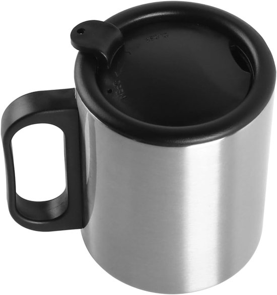 Koffiemokken RVS - Thermo bekers - Dranken warm houden - Dubbelwandige isolatie - 300 ml - Zilver — afbeelding 5