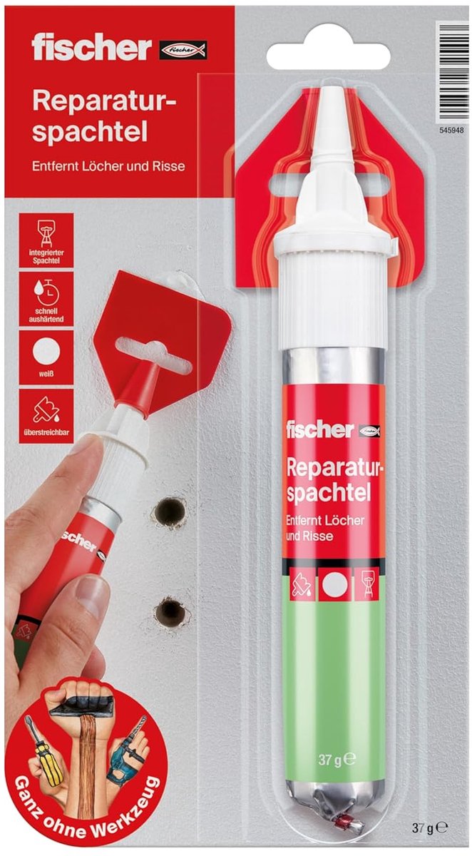 Reparatiespuit - Plamuur tube - Gaten vullen - Geïntegreerde spatel - 70 ml - Wit