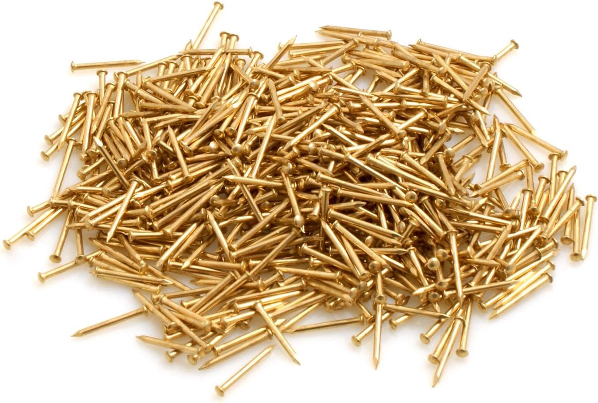SnelShoppen - Ronde spijkers 1mm x 12mm, ijzeren messingspijkers, 590 stuks, ideaal voor klussen, knutselen en hobbyprojecten