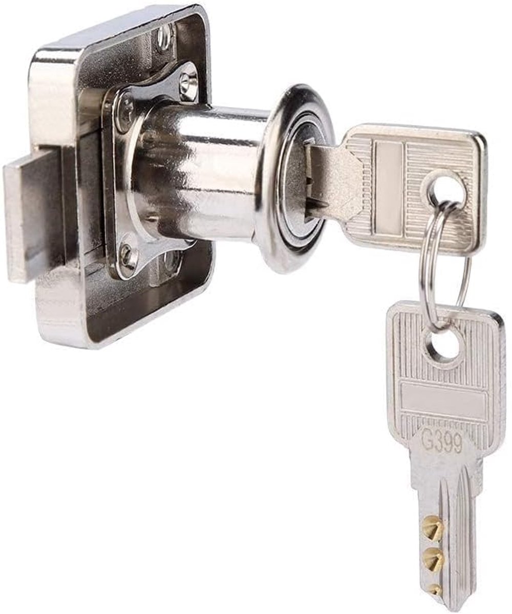 SnelShoppen - Cylinderkastlade Lock met 2 Sleutels - Zink Legering Nachtlap Lock - Vierkante Schroef Bevestiging - Meubel Beveiligingsslot voor Huisho