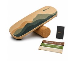 FunLife ALPINE - Balance Board Set met kurkrol en 3 weerstandsbanden - Balancetrainer van berkenhout voor core-, balans- en krachttraining - Tot 150 kg