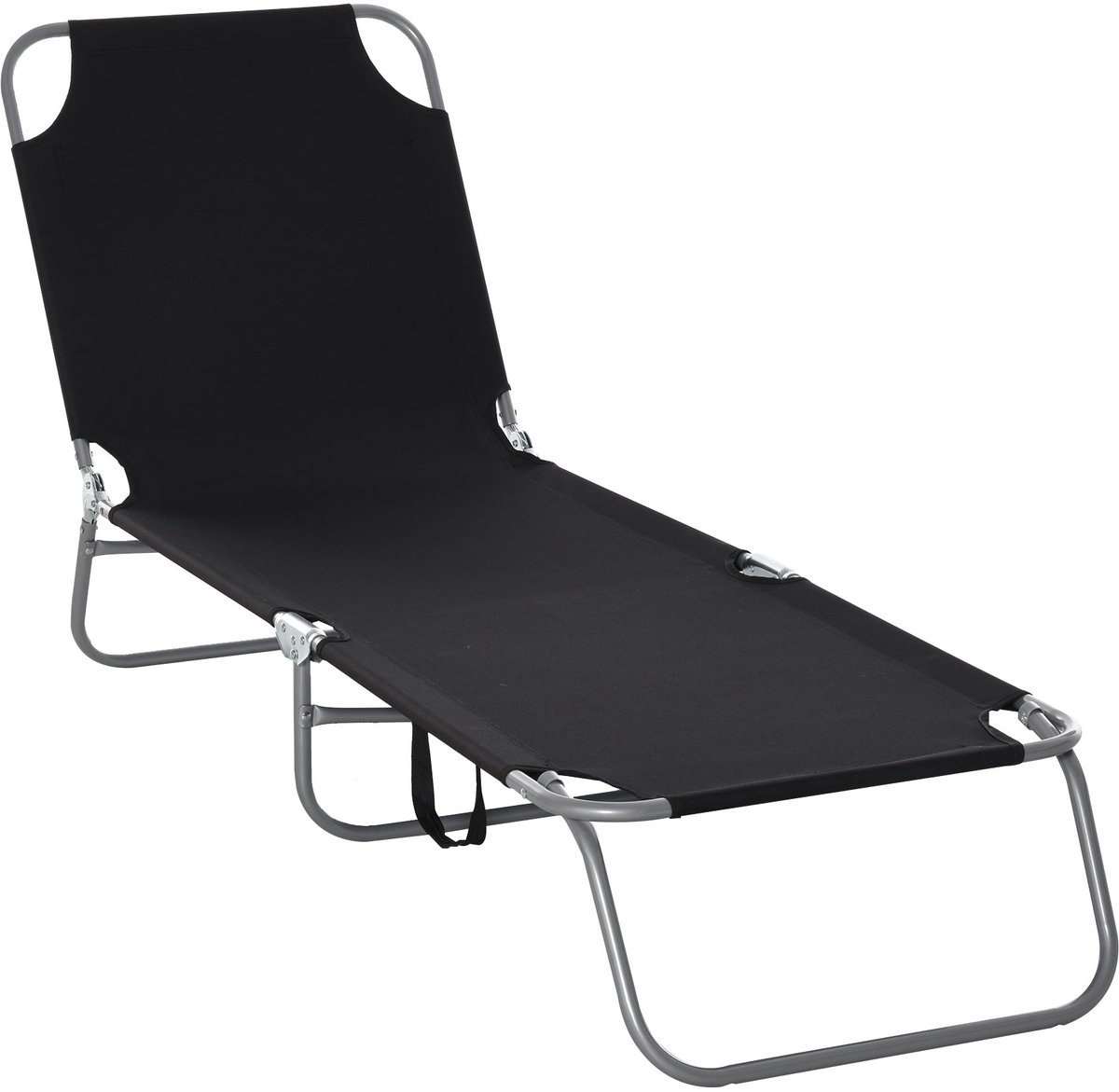 Bain de Soleil ligstoel, opvouwbaar, verstelbare rugleuning, multiposities, metaal en polyester, zwart