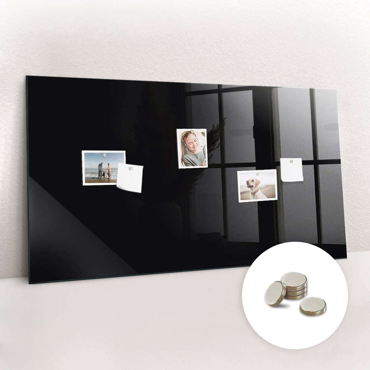 Tulup Glassboard - Zwarte kleur Magneetbord - 120 cm x 60 cm - Magneetbord Muur - Decoratief Magnetisch Bord - Memo Magneetbord Zwart - Inclusief Gratis Magneten - Magnetisch Bord - Magneetbord Keuken