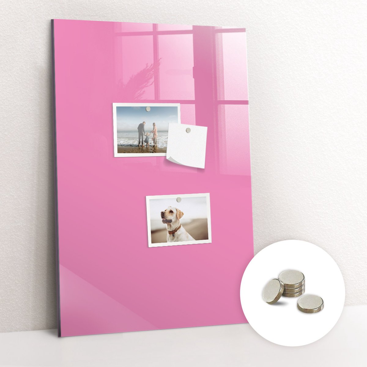 Tulup Glassboard - Roze kleur Magneetbord - 40 cm x 60 cm - Magneetbord Design - Stylish Memo Board - Magnetisch Memobord Roze - Gratis 5 Sterke Magneten - Magnetisch Bord Kind - Magneetbord Foto