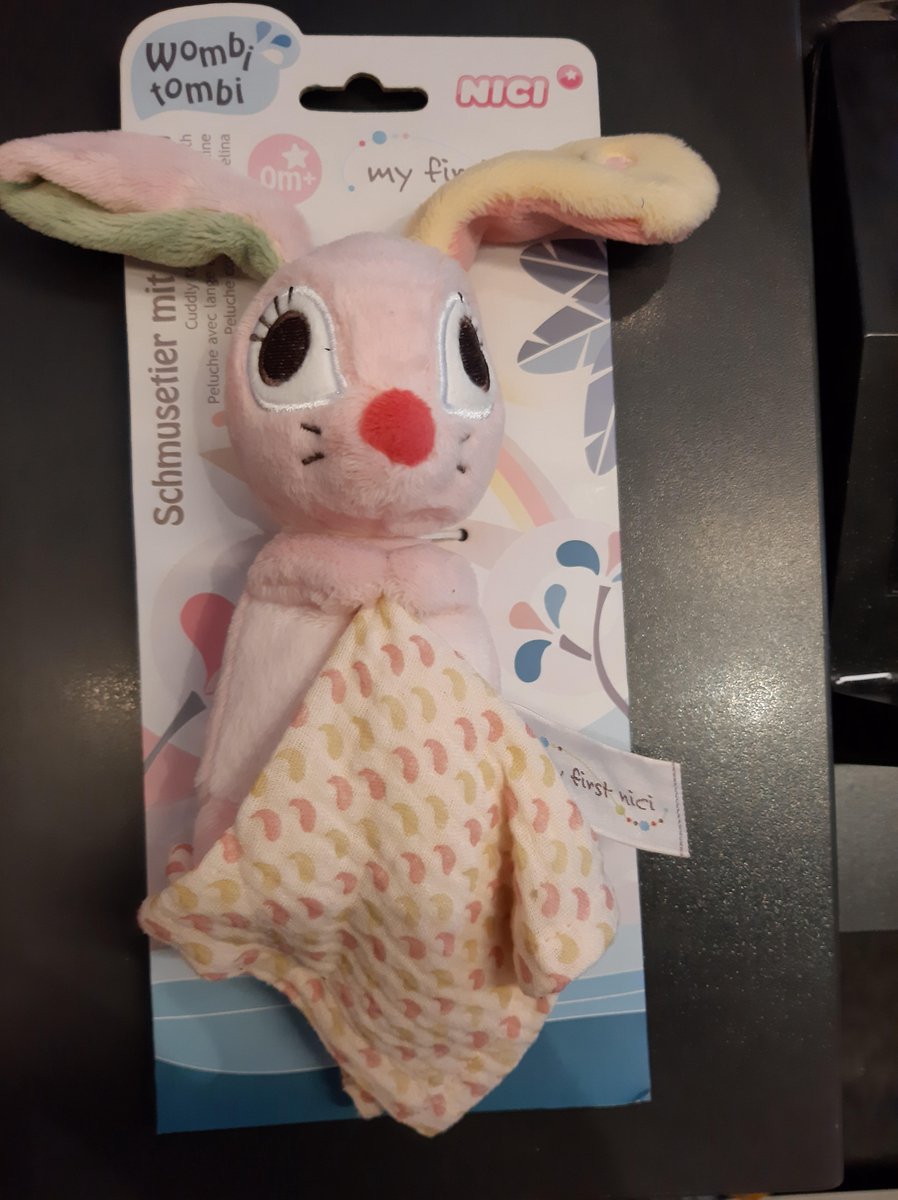 NICI Soft Toy rabbit Hopsali 3D 13cm with muslin cloth