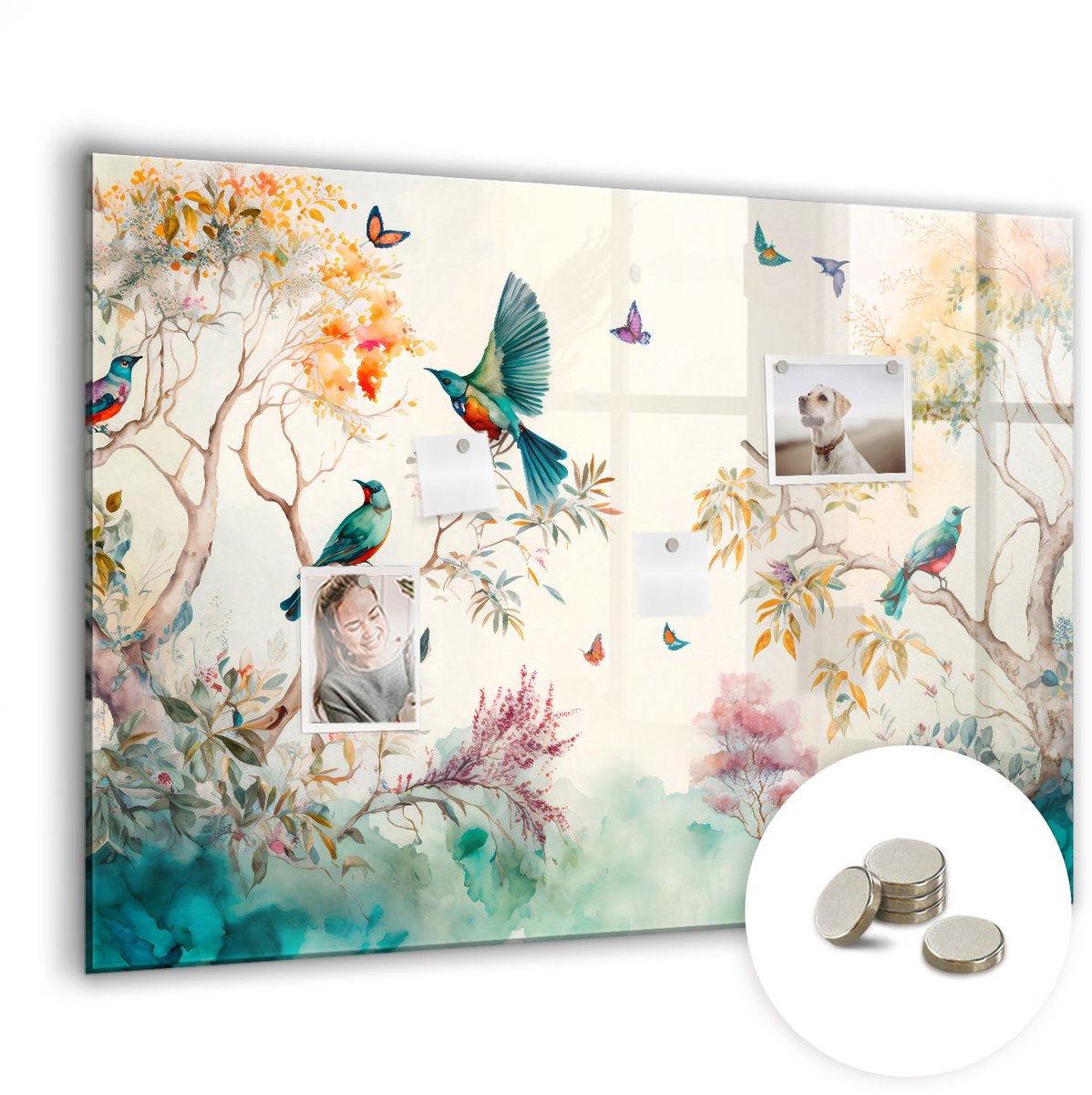 Coloray Glazen Magneetbord - Magnetisch Bord Natuur, jungle, natuur - 100x70 cm - Veelkleurig Magneetbord - Magnetic Board - Woonkamer Decoratie