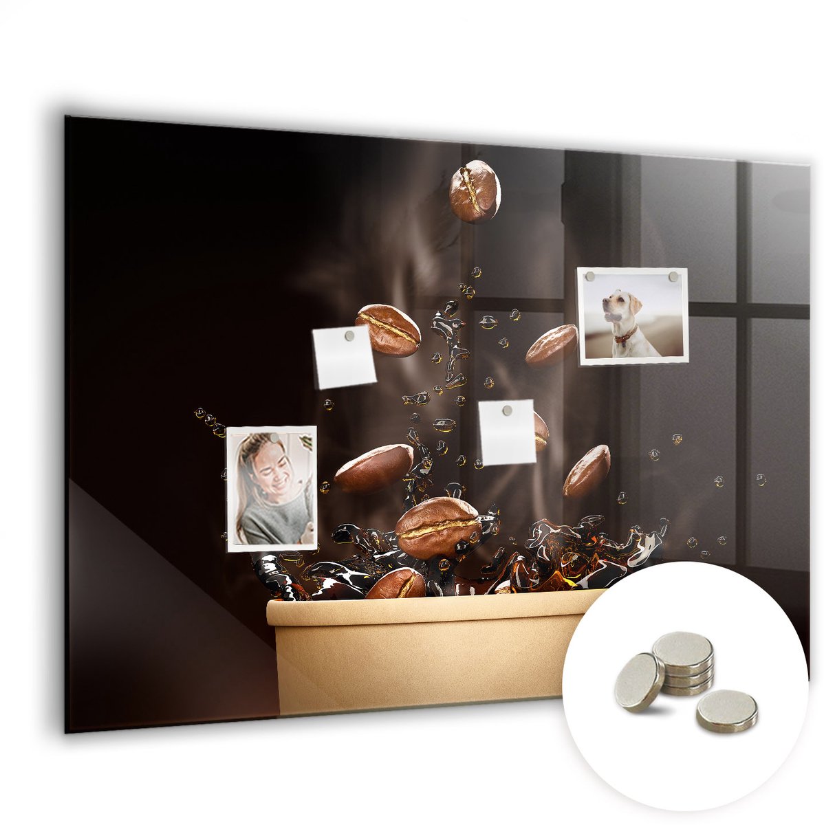 Coloray Glazen Magneetbord - Magnetisch Bord Specerijen op het aanrecht - 100x70 cm - Bruin Magneetbord - Magnetic Board - Keuken Decoratie