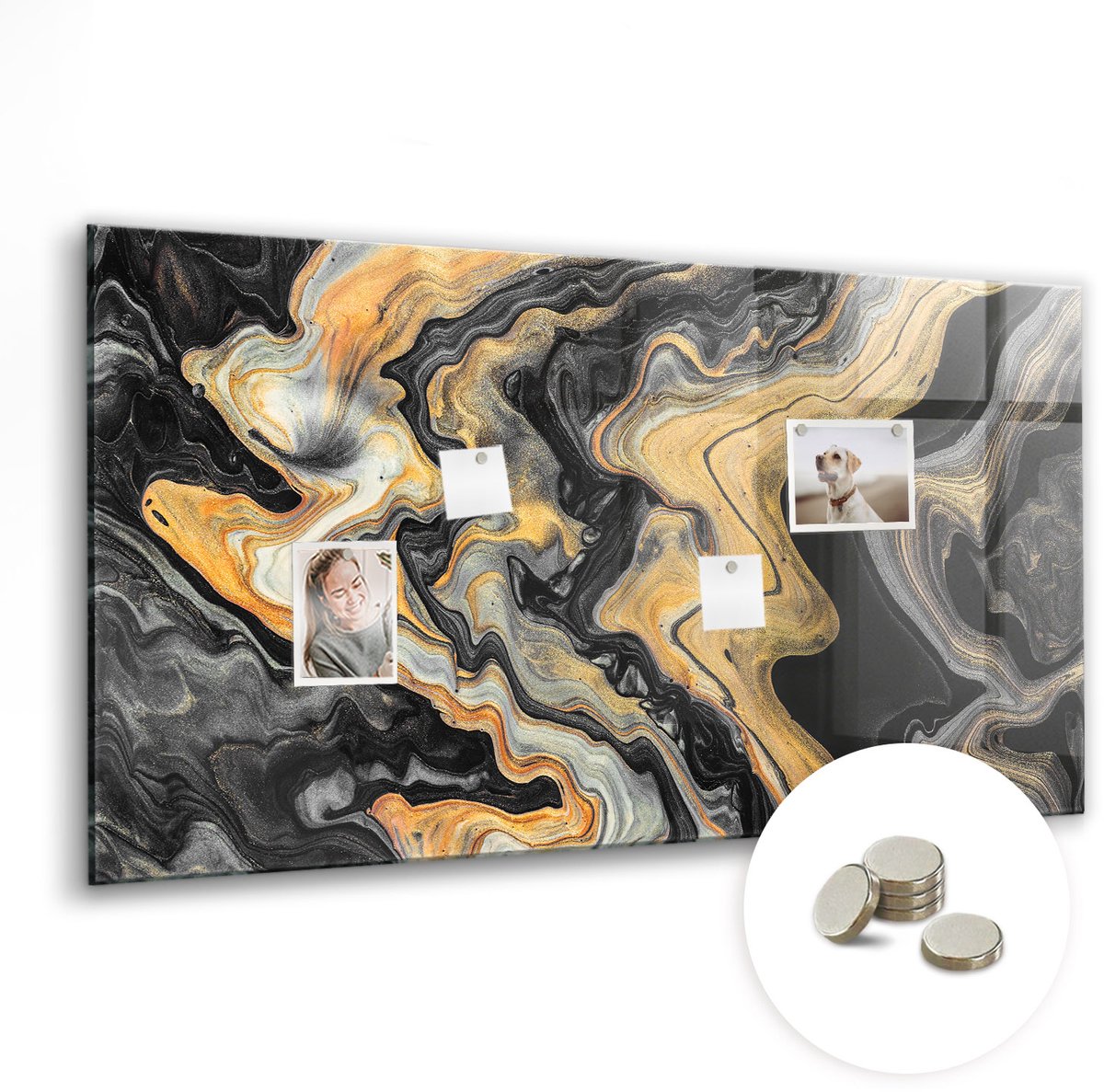 Coloray Glazen Magneetbord - Magnetisch Bord Hegbladeren - 120x60 cm - Gouden Magneetbord - Magnetic Board - Wanddecoratie
