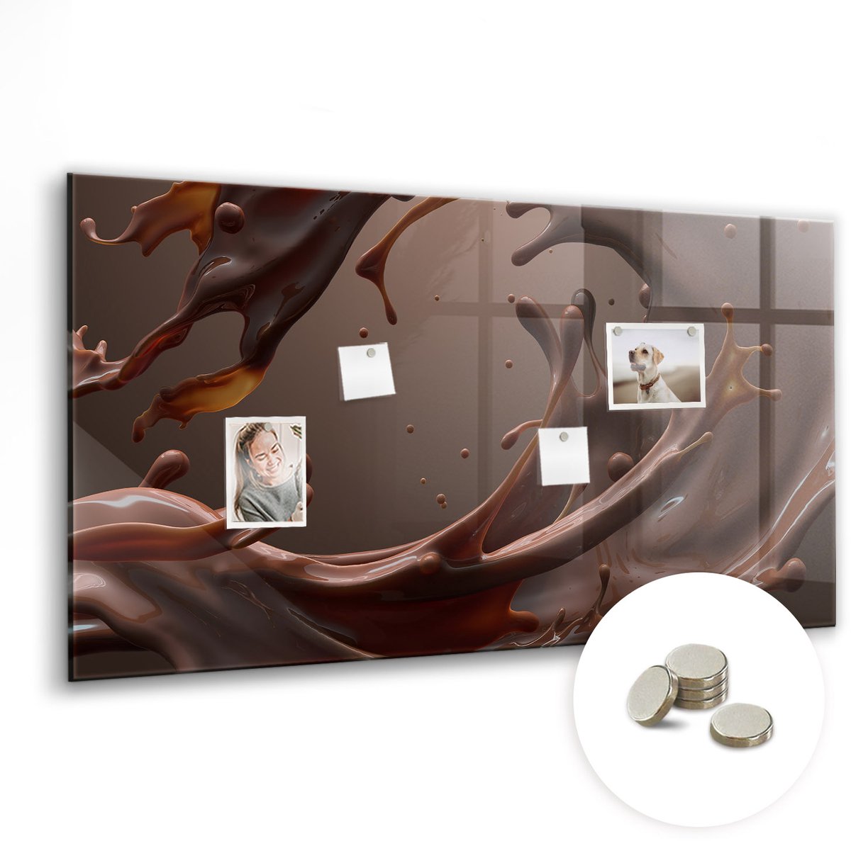 Coloray Glazen Magneetbord - Magnetisch Bord Specerijen - 120x60 cm - Bruin Magneetbord - Magnetic Board - Keuken Decoratie